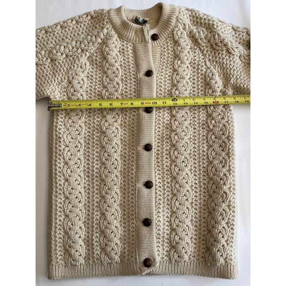 Vintage 60s Mr Poodle Size M Cream Cardigan Long Sleeve Knit 100% Wool Sweater - Picture 10 of 10